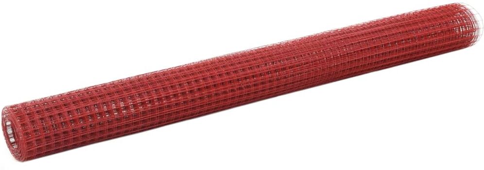 vidaXL Alambrada de gallinero acero revestimiento PVC rojo 10x1,5 m