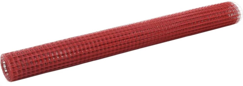 vidaXL Alambrada de gallinero acero revestimiento PVC rojo 25x1,5 m