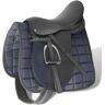 vidaXL Set de montura de caballo de 16" y cuero negro 14 cm, 5 en 1