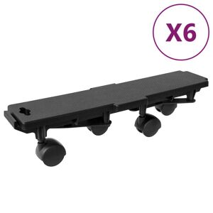 vidaXL Plataformas móviles con 4 ruedas 6 uds PP negro 170 kg