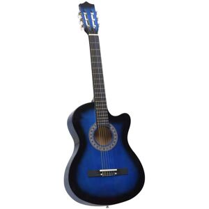 vidaXL Guitarra Clásica Western Cutaway con 6 cuerdas azul 38