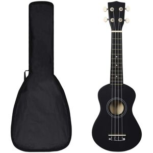 vidaXL Set de ukelele soprano con funda para niños negro 21