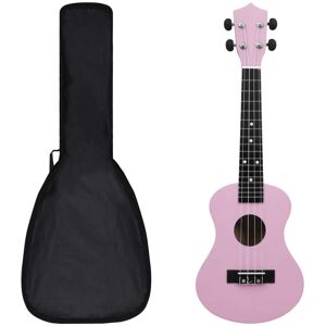 vidaXL Set de ukelele soprano con funda para niños rosa 23