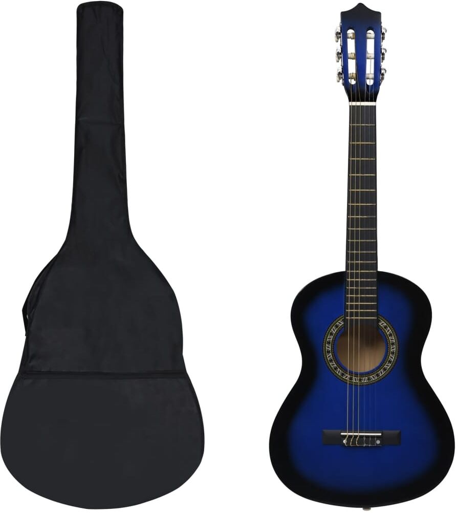 vidaXL Set de guitarra clásica para principiantes 8 pzas azul 1/2 34"