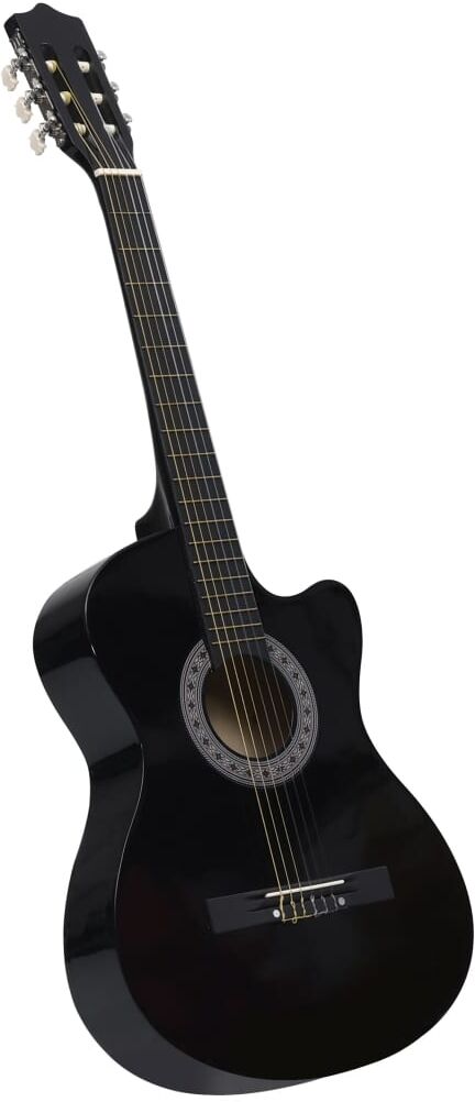 vidaXL Guitarra Clásica Western Cutaway con 6 cuerdas negra 38"