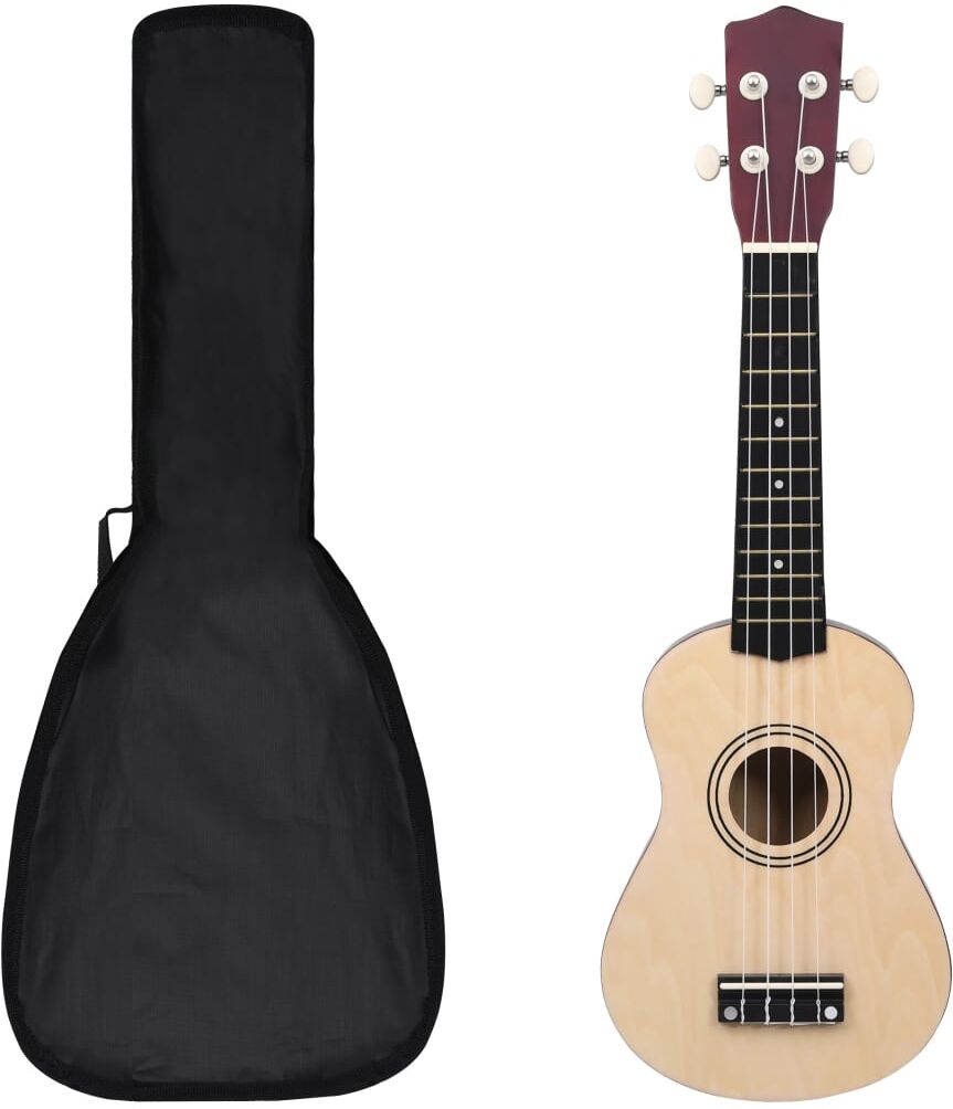 vidaXL Juego de ukelele soprano para niños con funda madera clara 21"