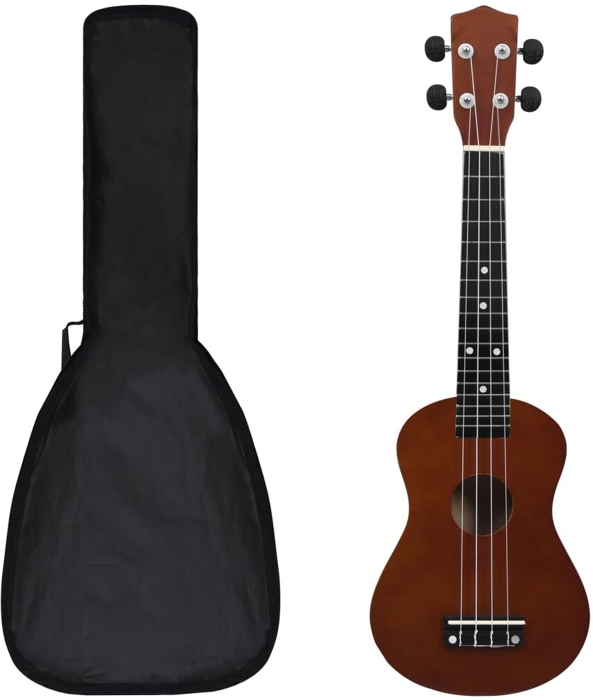 vidaXL Juego de ukelele soprano para niños con funda madera oscura 23"