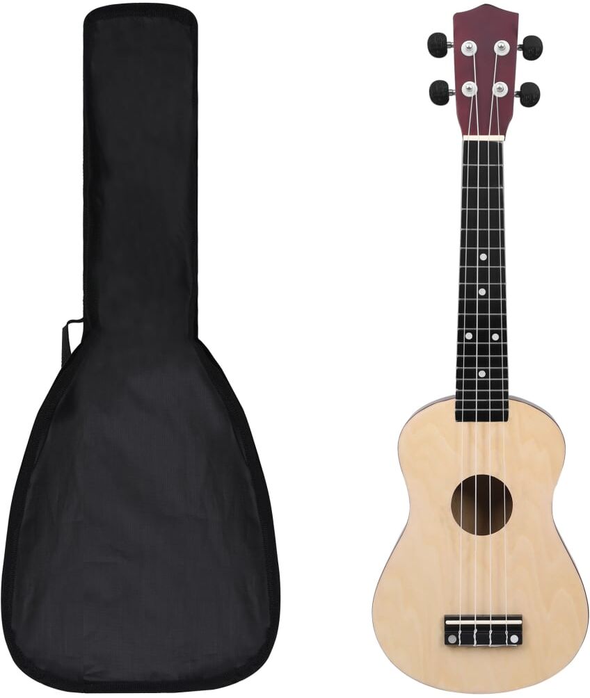 vidaXL Juego de ukelele soprano para niños con funda madera clara 23"