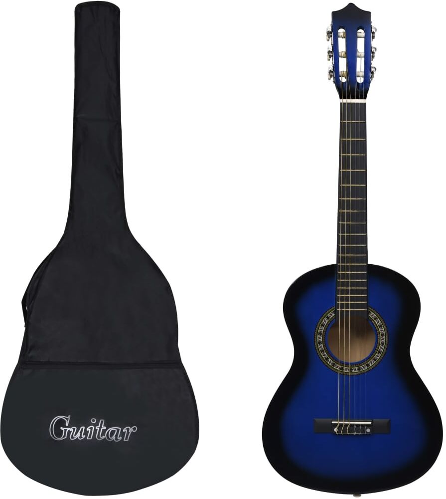 vidaXL Guitarra clásica principiante y niño con funda azul 1/2 34"