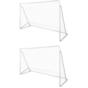 vidaXL Porterías de fútbol de acero 2 unidades 240x90x150 cm