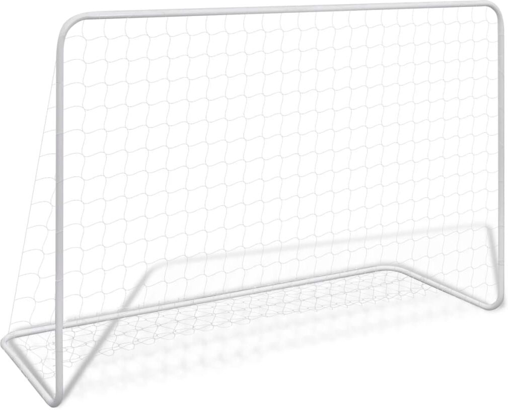 vidaXL Portería de fútbol con red acero blanco 182x61x122 cm