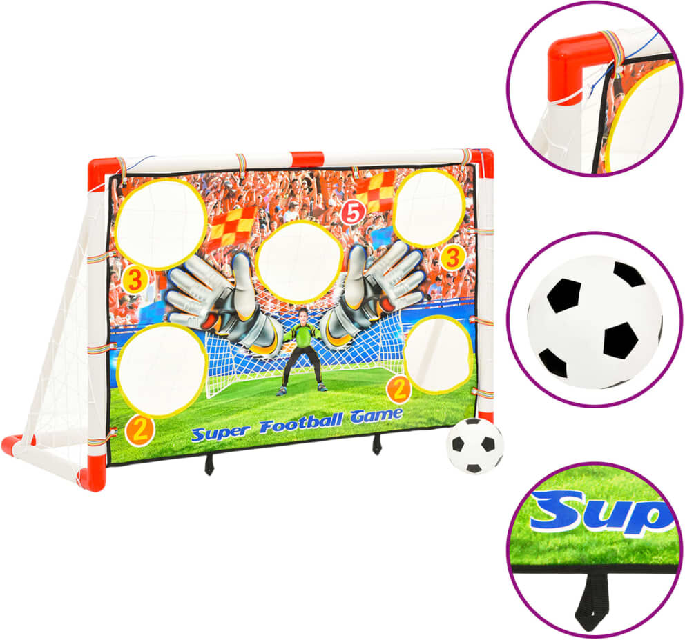 vidaXL Portería de fútbol infantil con pared de portería 120x51x77,5 cm