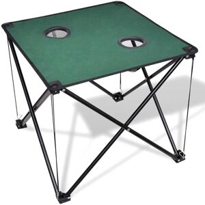 vidaXL Mesa plegable para camping, color verde oscuro