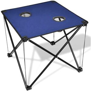 vidaXL Mesa azúl plegable para camping