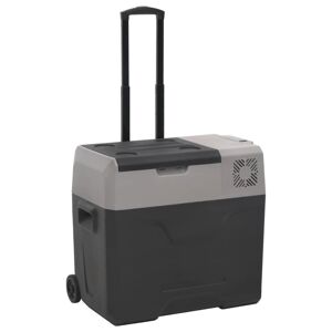 vidaXL Nevera con ruedas y asa polipropileno negro y gris 30 L