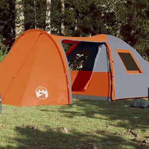 vidaXL Tienda familiar con cúpula impermeable 6 personas gris naranja