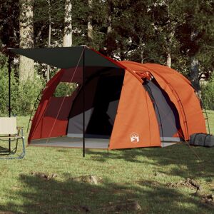 vidaXL Tienda de camping con túnel 4 personas impermeable gris naranja