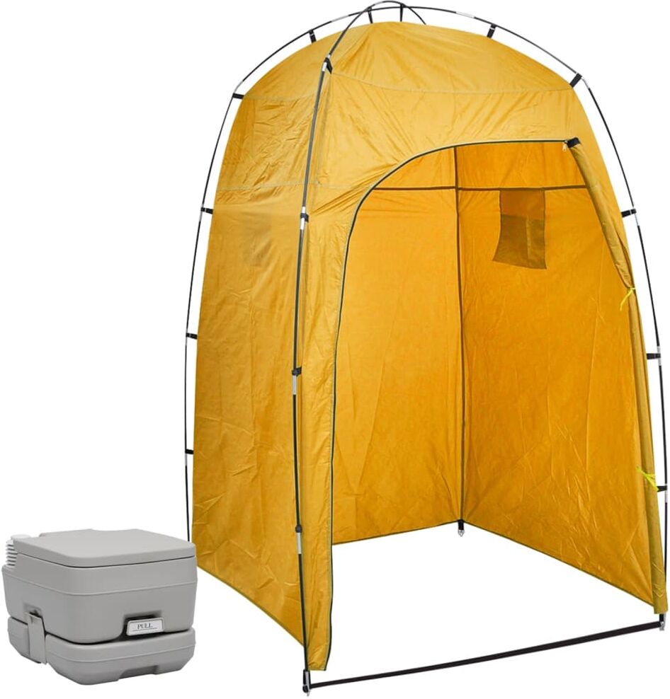 vidaXL Inodoro portátil para camping con tienda 10+10 L