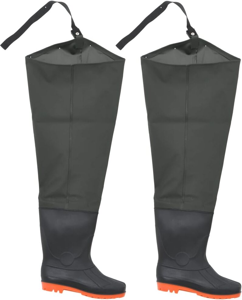 vidaXL Botas altas de agua de pesca verde oscuro talla 44