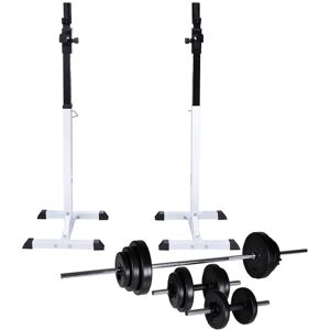 vidaXL Soporte para sentadillas con barra y mancuernas 30,5 kg