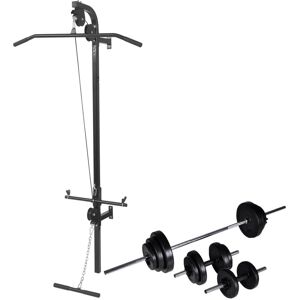 vidaXL Máquina musculación Power Tower con pesas y mancuernas 30,5 kg