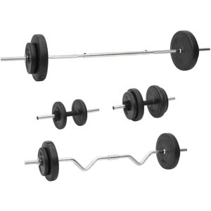 vidaXL Juego de barras y mancuernas con discos 60 kg