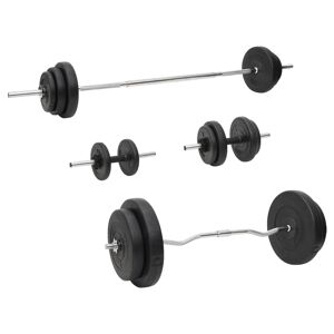 vidaXL Juego de barras y mancuernas con discos 90 kg