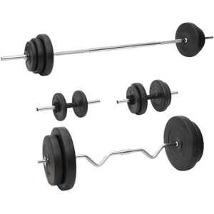 vidaXL Juego de barras y mancuernas con discos 90 kg