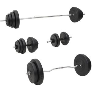 vidaXL Juego de barras y mancuernas con discos 120 kg