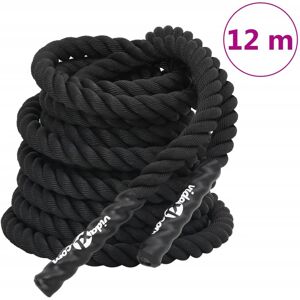 vidaXL Cuerda de batalla poliéster negro 12 m 9 kg