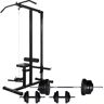 vidaXL Máquina musculación Power Tower con pesas y mancuernas 60,5 kg