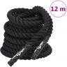 vidaXL Cuerda de batalla poliéster negro 12 m 9 kg