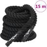 vidaXL Cuerda de batalla poliéster negro 15 m 11 kg