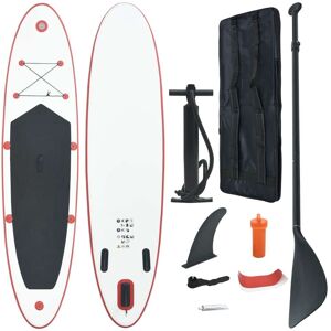 vidaXL Set de paddel surf tabla SUP inflable rojo y blanco