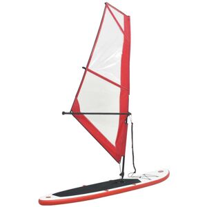 vidaXL Tabla de paddle surf inflable con vela roja y blanca