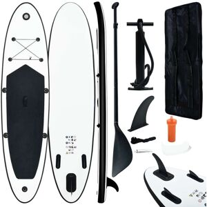 vidaXL Juego de tabla de paddle surf hinchable blanco y negro