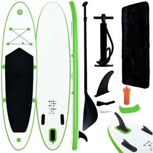 vidaXL Juego de tabla de paddle surf hinchable verde y blanco