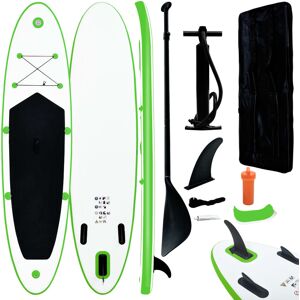 vidaXL Juego de tabla de paddle surf hinchable verde y blanco