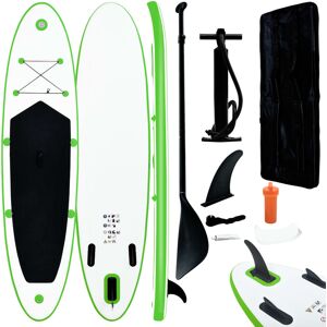 vidaXL Juego de tabla paddle surf inflable verde y blanco