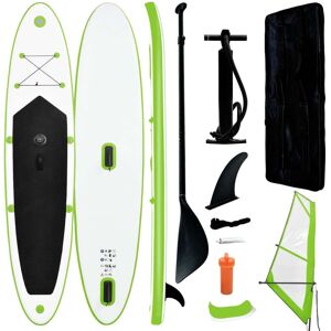 vidaXL Tabla de paddle surf inflable con vela verde y blanca