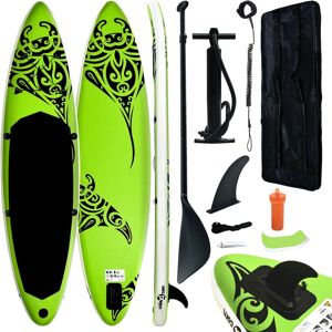 vidaXL Juego de tabla de paddle surf hinchable verde 305x76x15 cm