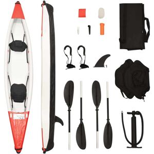 vidaXL Kayak inflable poliéster rojo 424x81x31 cm