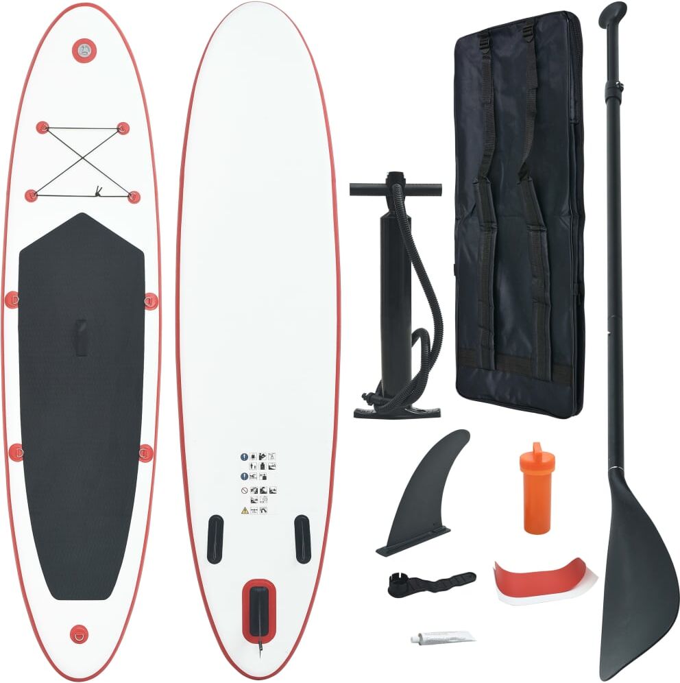 vidaXL Juego de tabla de paddle surf hinchable rojo y blanco