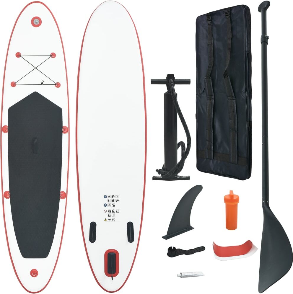 vidaXL Set de tabla inflable de paddle surf SUP rojo y blanco