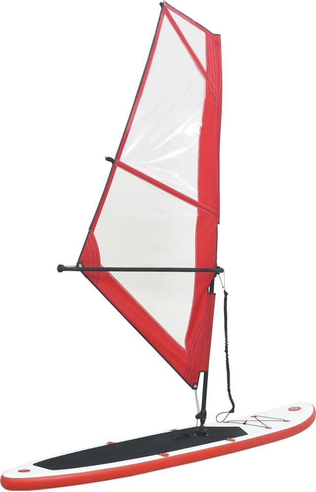 vidaXL Tabla de paddle surf inflable con vela roja y blanca