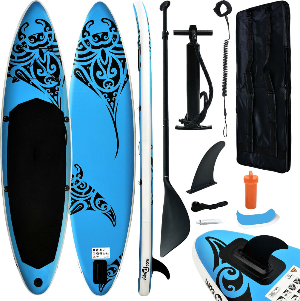 vidaXL Juego de tabla de paddle surf inflable azul 366x76x15 cm