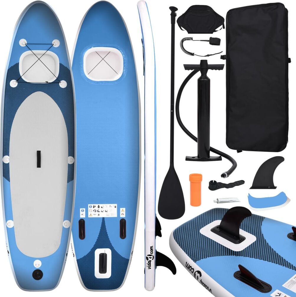 vidaXL Set de tabla de paddle surf hinchable azul marino 330x76x10 cm