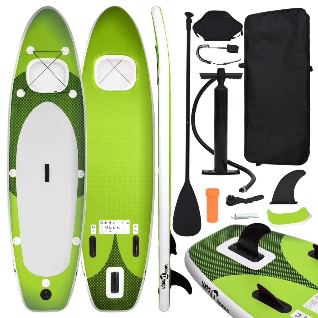 vidaXL Set de tabla de paddle surf hinchable verde 330x76x10 cm