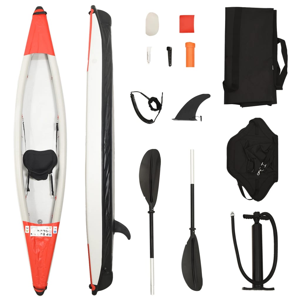 vidaXL Kayak inflable poliéster rojo 375x72x31 cm