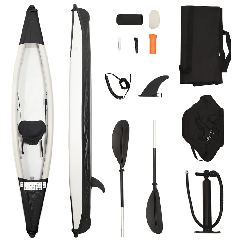 vidaXL Kayak inflable poliéster negro 375x72x31 cm